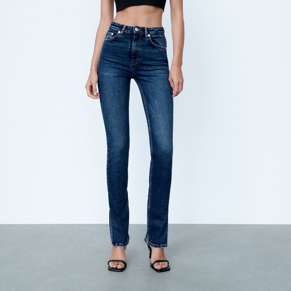 ZARA HIGH RISE FULL LENGTH SPLIT SKINNY JEANS